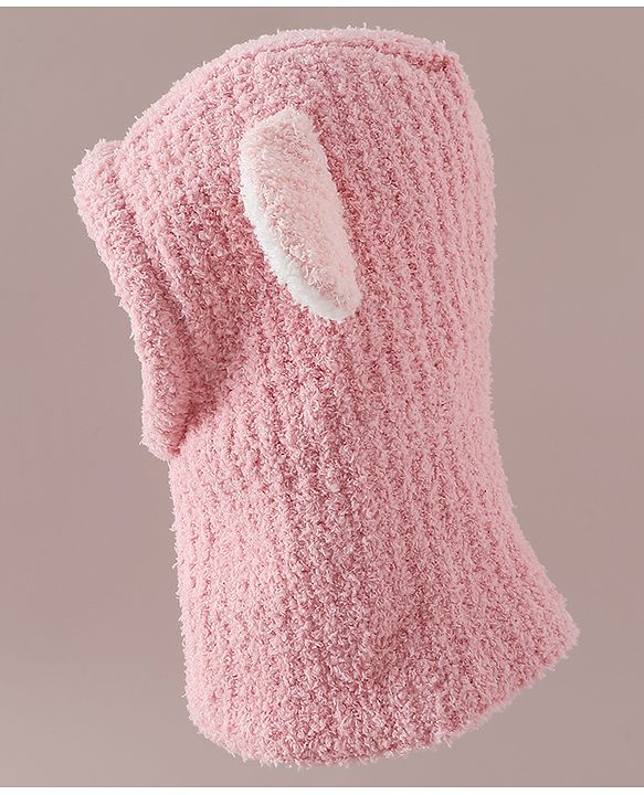 Babyhug Monkey Cap with Ear Applique Pink - Diameter 24 cm
