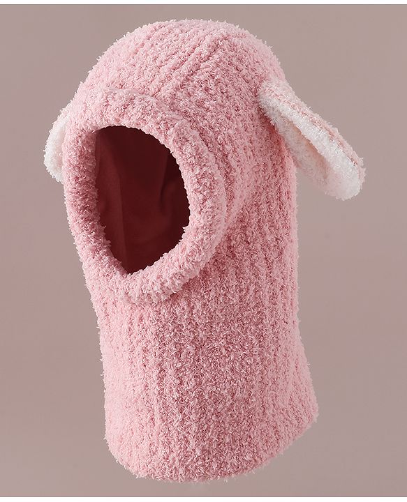 Babyhug Monkey Cap with Ear Applique Pink - Diameter 24 cm