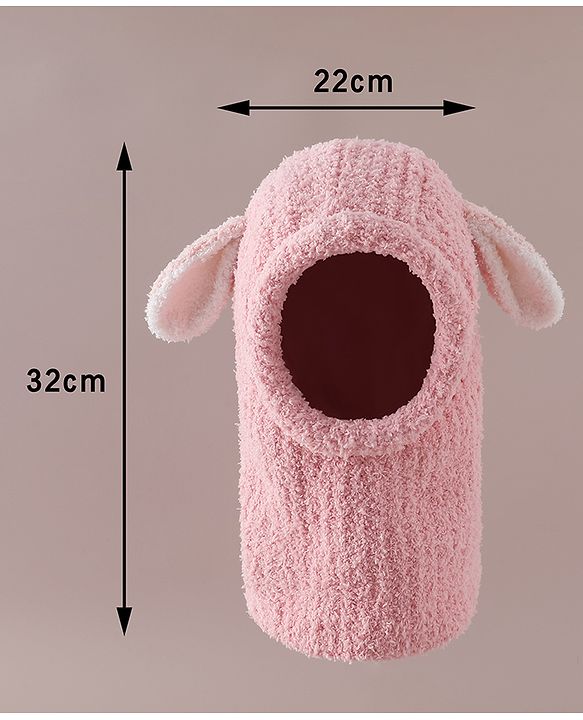 Babyhug Monkey Cap with Ear Applique Pink - Diameter 24 cm