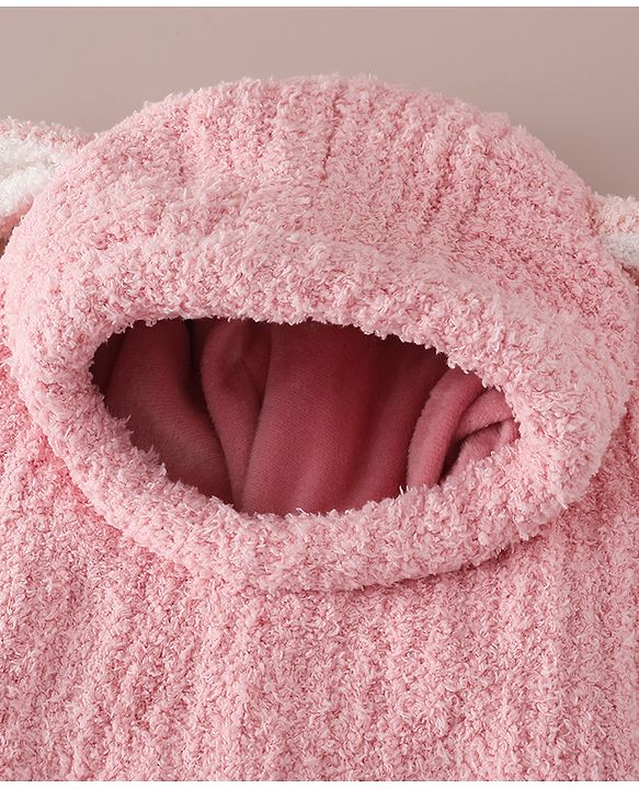 Babyhug Monkey Cap with Ear Applique Pink - Diameter 24 cm