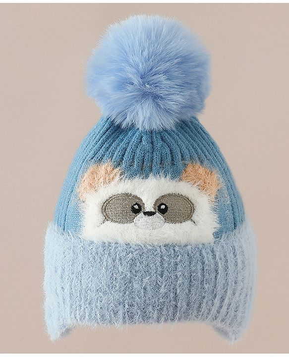 Babyhug Woollen Cap & Muffler With Bunny Patch in Pink - Diameter 20 cm