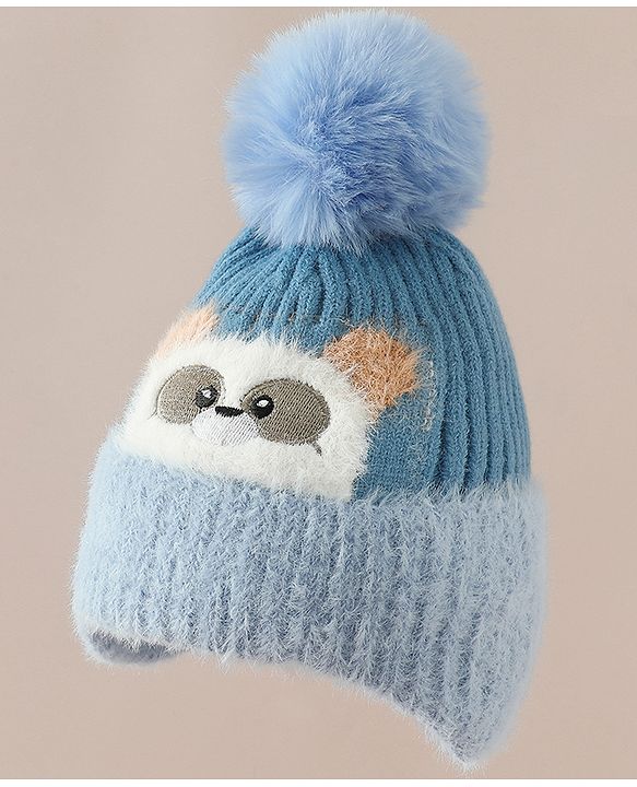 Babyhug Woollen Cap & Muffler With Bunny Patch in Pink - Diameter 20 cm