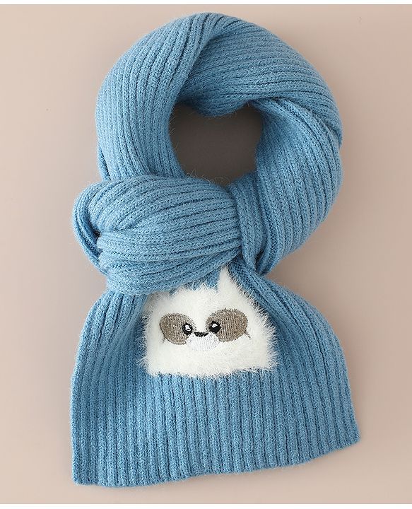 Babyhug Woollen Cap & Muffler With Bunny Patch in Pink - Diameter 20 cm