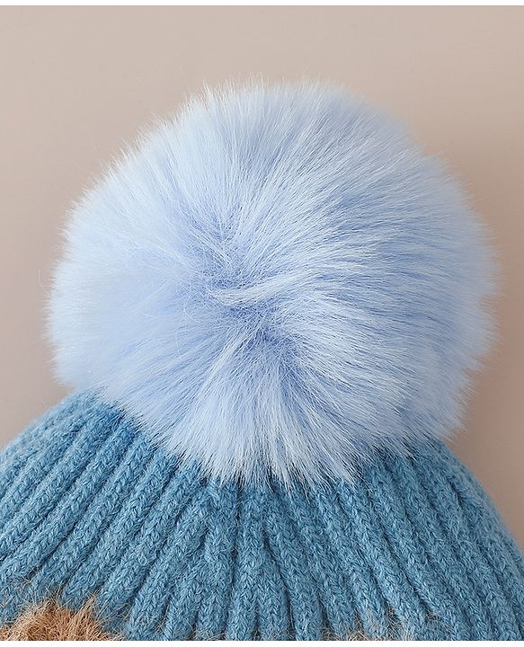 Babyhug Woollen Cap & Muffler With Bunny Patch in Pink - Diameter 20 cm