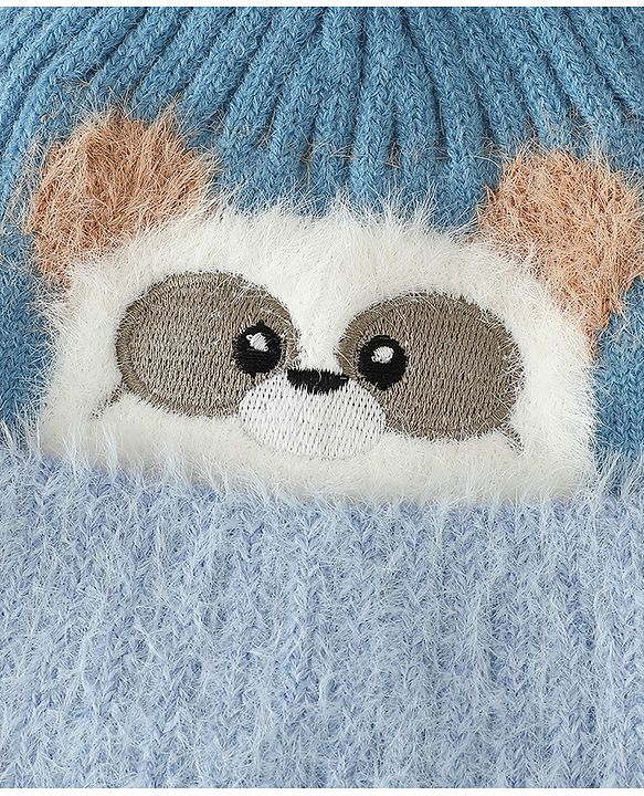 Babyhug Woollen Cap & Muffler With Bunny Patch in Pink - Diameter 20 cm