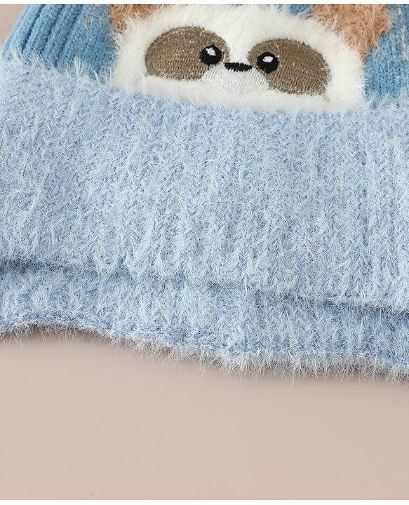 Babyhug Woollen Cap & Muffler With Bunny Patch in Pink - Diameter 20 cm