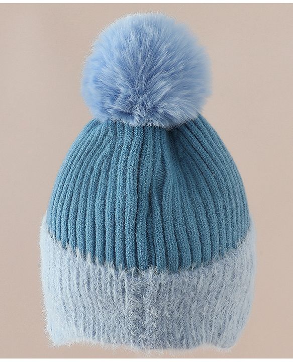 Babyhug Woollen Cap & Muffler With Bunny Patch in Pink - Diameter 20 cm