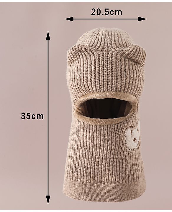 Babyhug Monkey Cap with Bear Embroidery & Ear Applique Light Blue - Diameter 23 cm