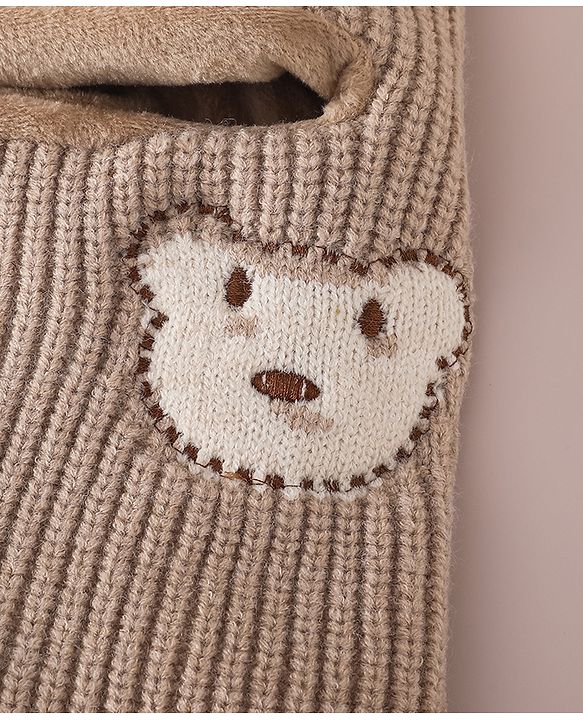 Babyhug Monkey Cap with Bear Embroidery & Ear Applique Light Blue - Diameter 23 cm