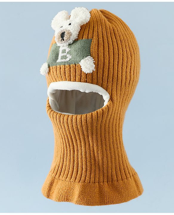 Babyhug Monkey Cap With Puppy Patch in Brown - Diameter 25 cm