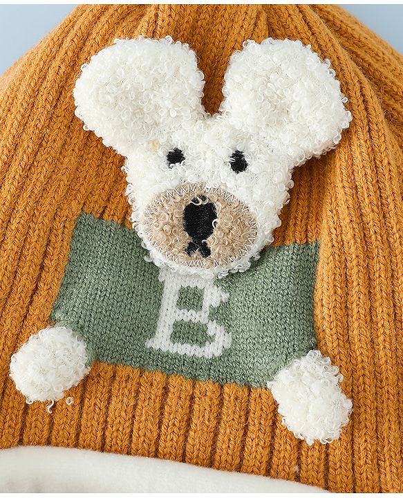 Babyhug Monkey Cap With Puppy Patch in Brown - Diameter 25 cm