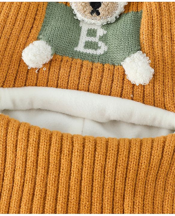 Babyhug Monkey Cap With Puppy Patch in Brown - Diameter 25 cm