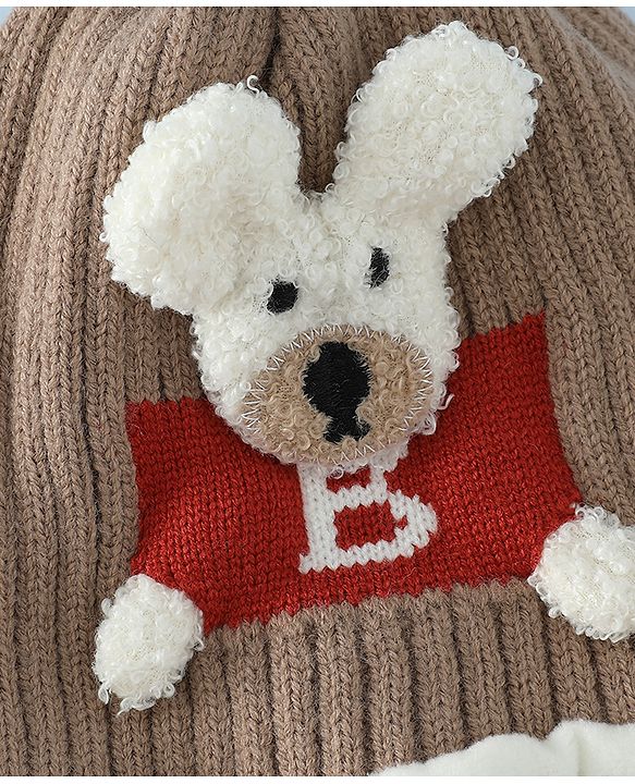 Babyhug Monkey Cap With Puppy Patch in Brown - Diameter 25 cm