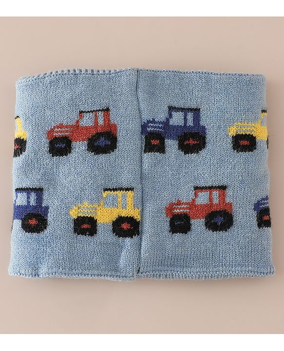 Babyhug Woollen Cap & Sets WIth Vehicle Design in Beige - Diameter 18 cm