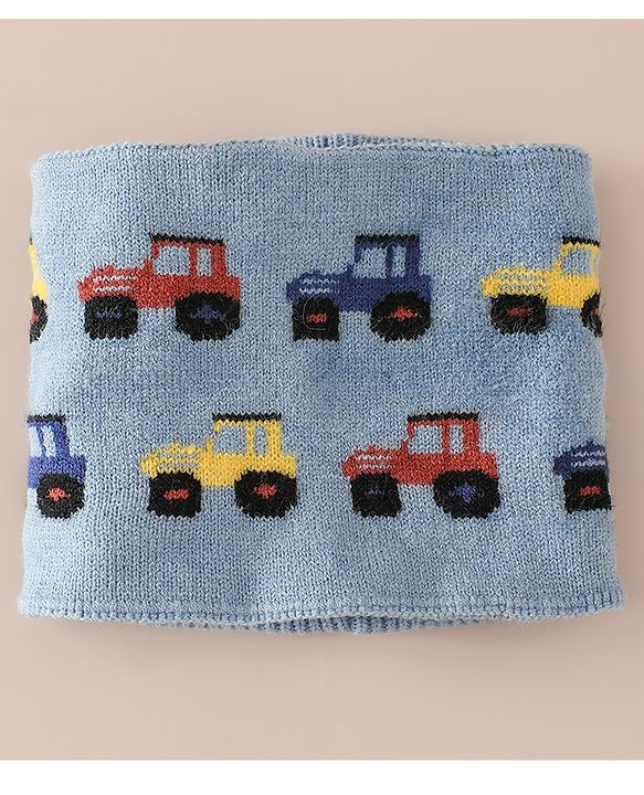 Babyhug Woollen Cap & Sets WIth Vehicle Design in Beige - Diameter 18 cm