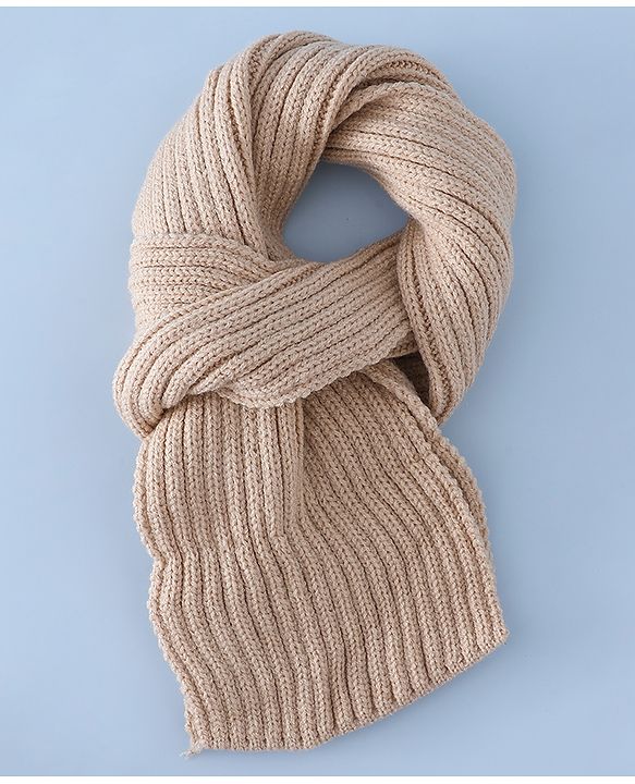 Babyhug Woollen Cap & Sets With Bear Detailing in Khaki - Diameter 19 cm