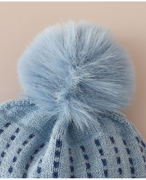 Babyhug Woollen Cap & Sets With Bear Detailing in Khaki - Diameter 19 cm