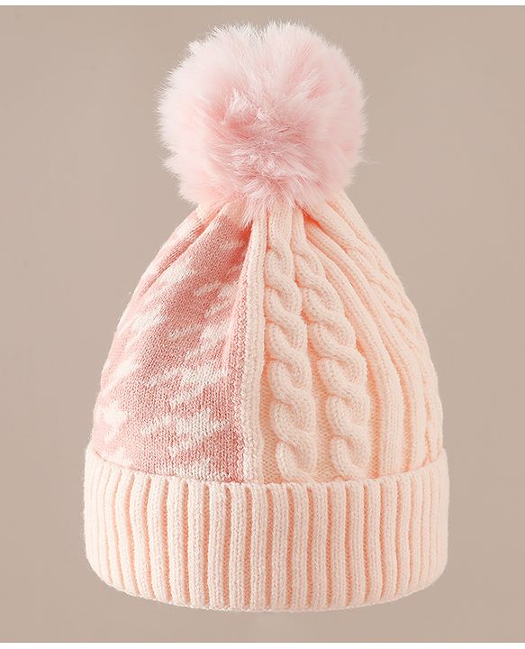 Babyhug Woollen Cap & Sets With Cable Knit Design in Purple - Diameter 18 cm