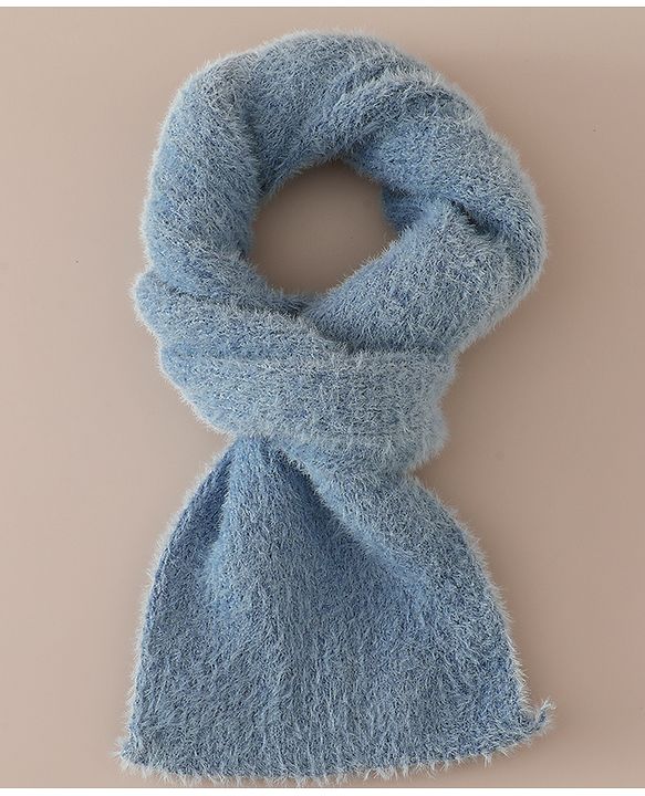 Babyhug Woollen Cap & Sets With Cat Detailing In Blue - Diameter 18 cm