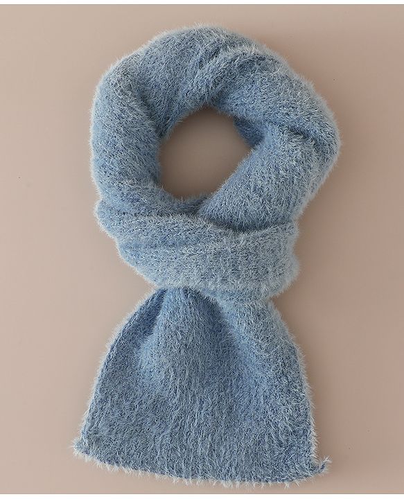 Babyhug Woollen Cap & Sets With Cat Detailing In Blue - Diameter 18 cm