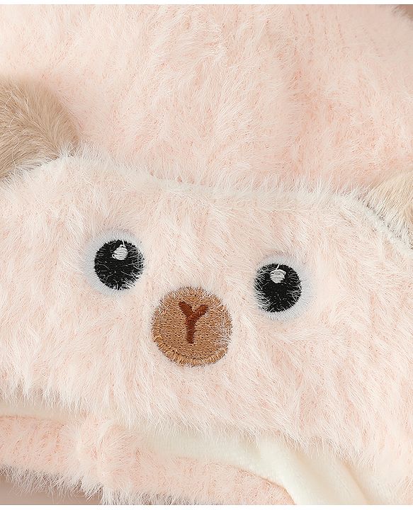 Babyhug Woollen Cap & Sets With Cat Detailing In Blue - Diameter 18 cm