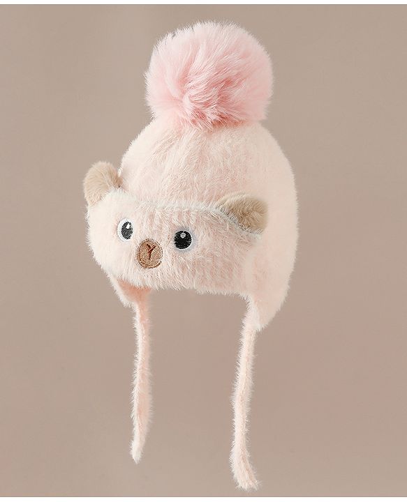 Babyhug Woollen Cap & Sets With Cat Detailing In Blue - Diameter 18 cm