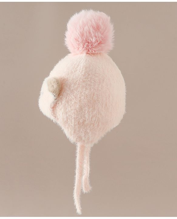 Babyhug Woollen Cap & Sets With Cat Detailing In Blue - Diameter 18 cm