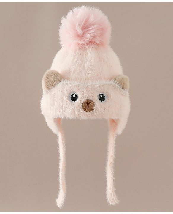 Babyhug Woollen Cap & Sets With Cat Detailing In Blue - Diameter 18 cm