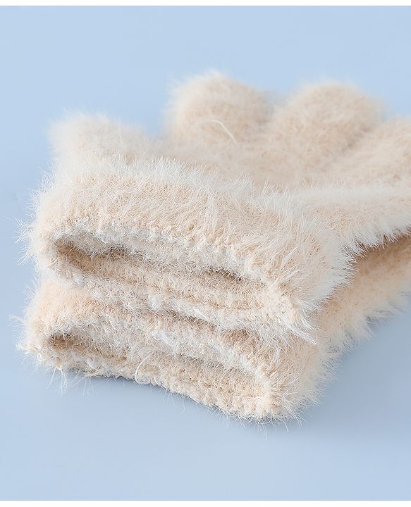 Babyhug Woollen Cap & Sets With Cat Detailing In Blue - Diameter 18 cm