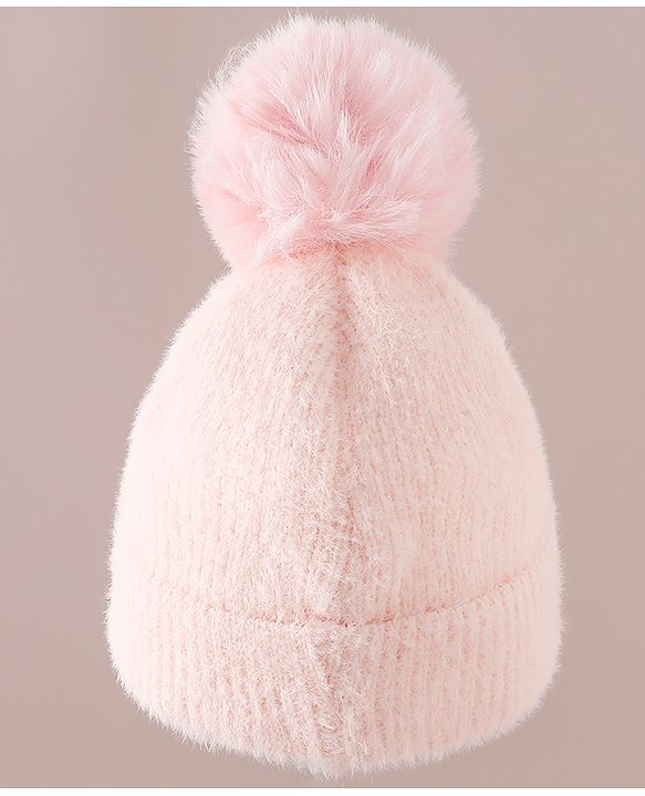 Babyhug Woollen Cap & Sets WIth Floral Applique in Khaki - Diameter 18 cm
