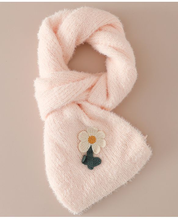 Babyhug Woollen Cap & Sets WIth Floral Applique in Khaki - Diameter 18 cm