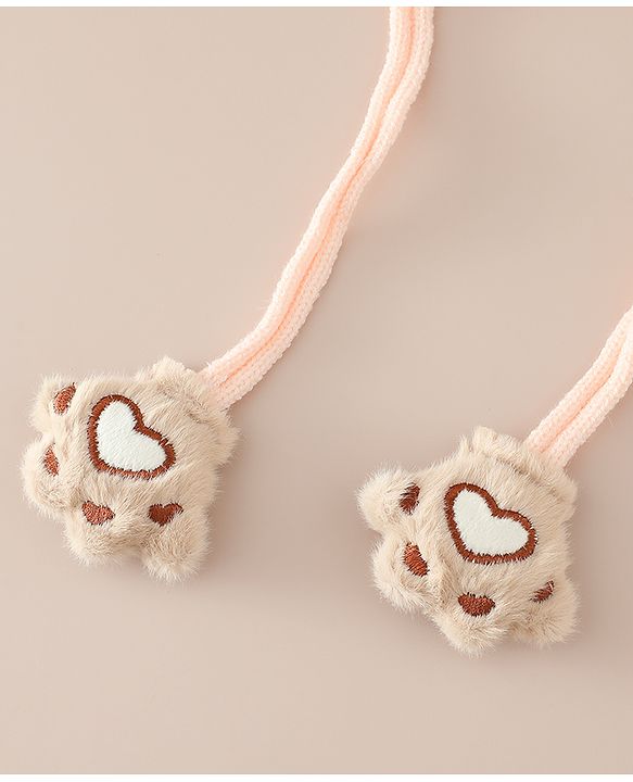 Babyhug Woollen Cap & Sets With Paw detailing in Pink - Diameter 19.5 cm
