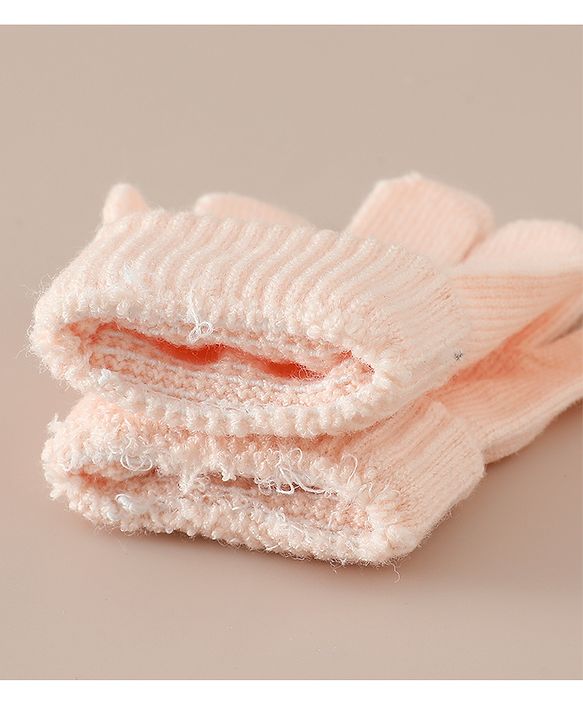 Babyhug Woollen Cap & Sets With Paw detailing in Pink - Diameter 19.5 cm