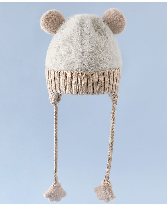 Babyhug Woollen Cap & Sets With Paw detailing in Pink - Diameter 19.5 cm