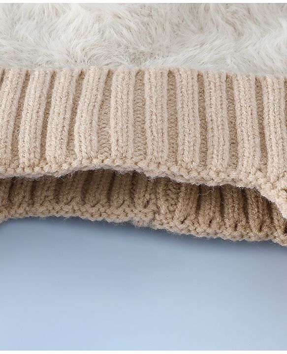 Babyhug Woollen Cap & Sets With Paw detailing in Pink - Diameter 19.5 cm