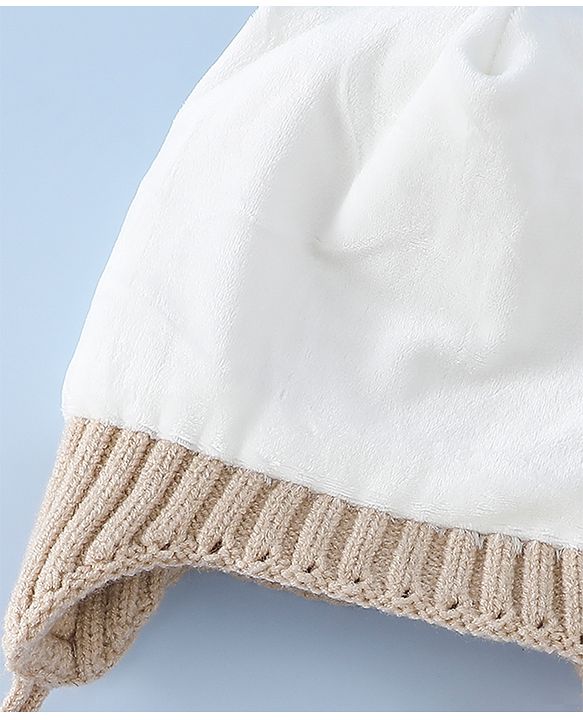 Babyhug Woollen Cap & Sets With Paw detailing in Pink - Diameter 19.5 cm