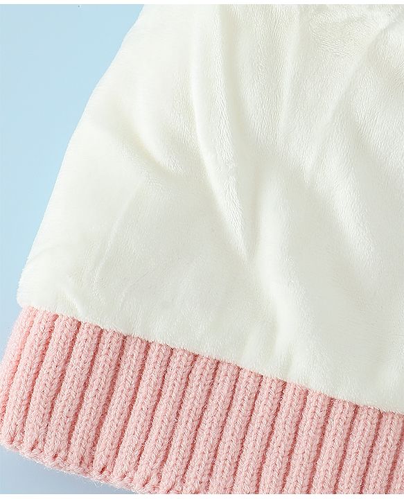 Babyhug Woollen Cap with Bow Print - Purple