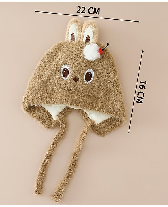 Babyhug Woollen Cap with Knot & Applique - Brown