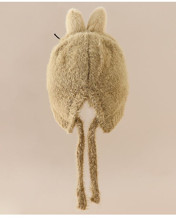 Babyhug Woollen Cap with Knot & Applique - Brown