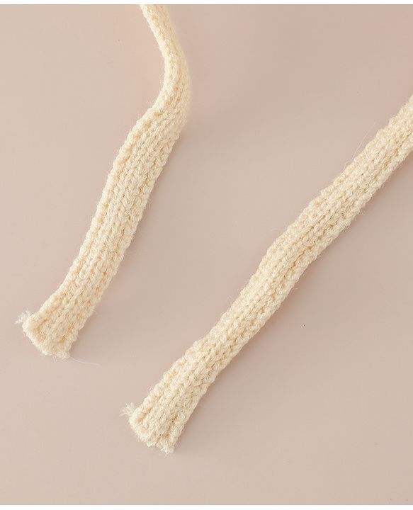 Babyhug Woollen Cap with Knot & Pom Pom with Geometric Design Khaki - Diameter 18.5 cm