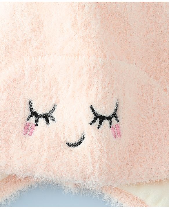 Babyhug Woollen Cap with Knot Applique - Pink