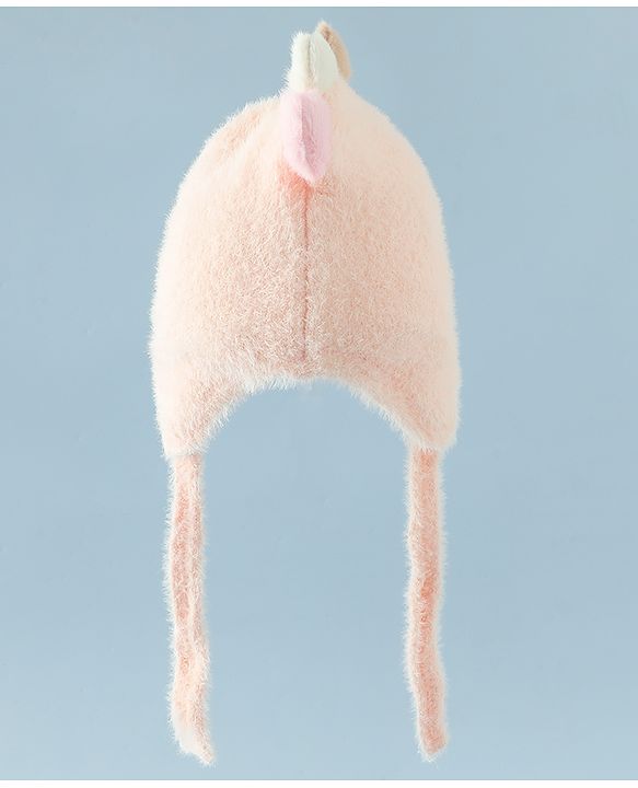 Babyhug Woollen Cap with Knot Applique - Pink