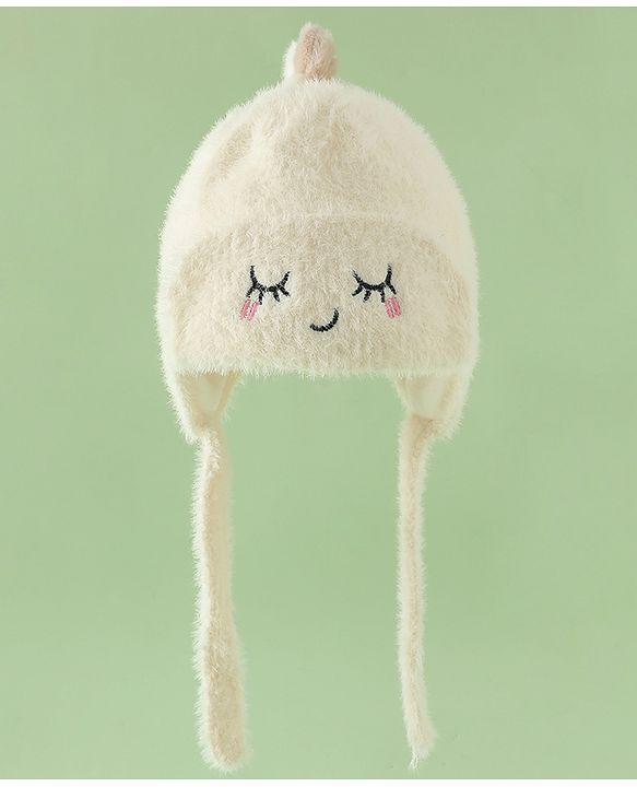 Babyhug Woollen Cap with Knot Applique - Pink