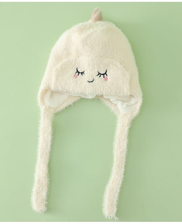 Babyhug Woollen Cap with Knot Applique - Pink