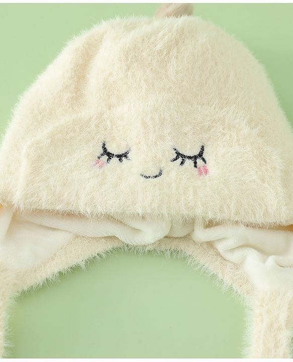 Babyhug Woollen Cap with Knot Applique - Pink