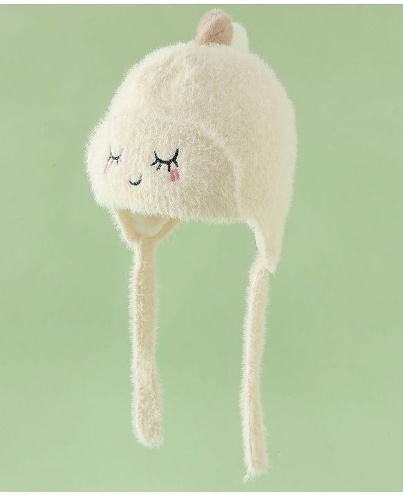 Babyhug Woollen Cap with Knot Applique - Pink