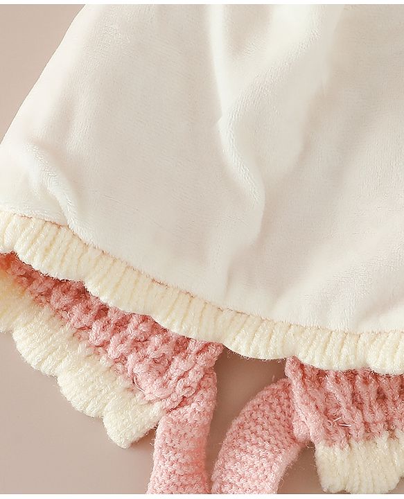 Babyhug Woollen Cap with Knot and Bow Applique Pink - Diameter 20 cm