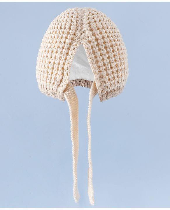 Babyhug Woollen Cap with Knot and Bow Applique Pink - Diameter 20 cm