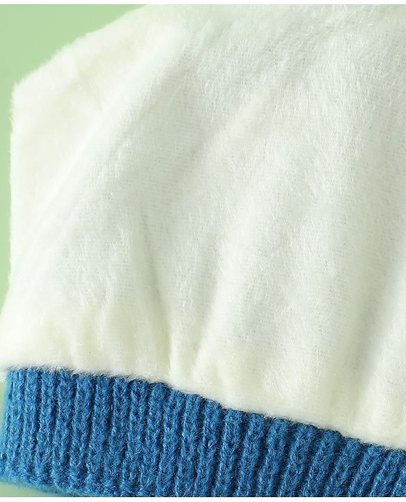 Babyhug Woollen Cap with Bear Applique Beige - Diameter 16.5 cm