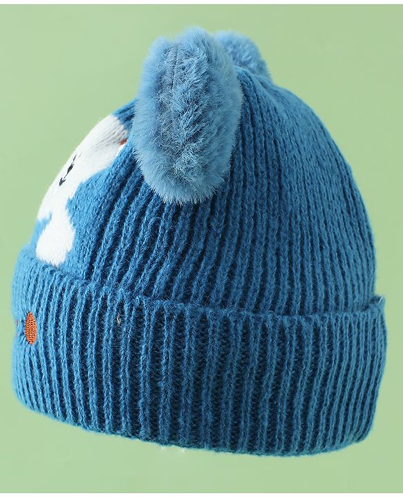 Babyhug Woollen Cap with Bear Applique Beige - Diameter 16.5 cm